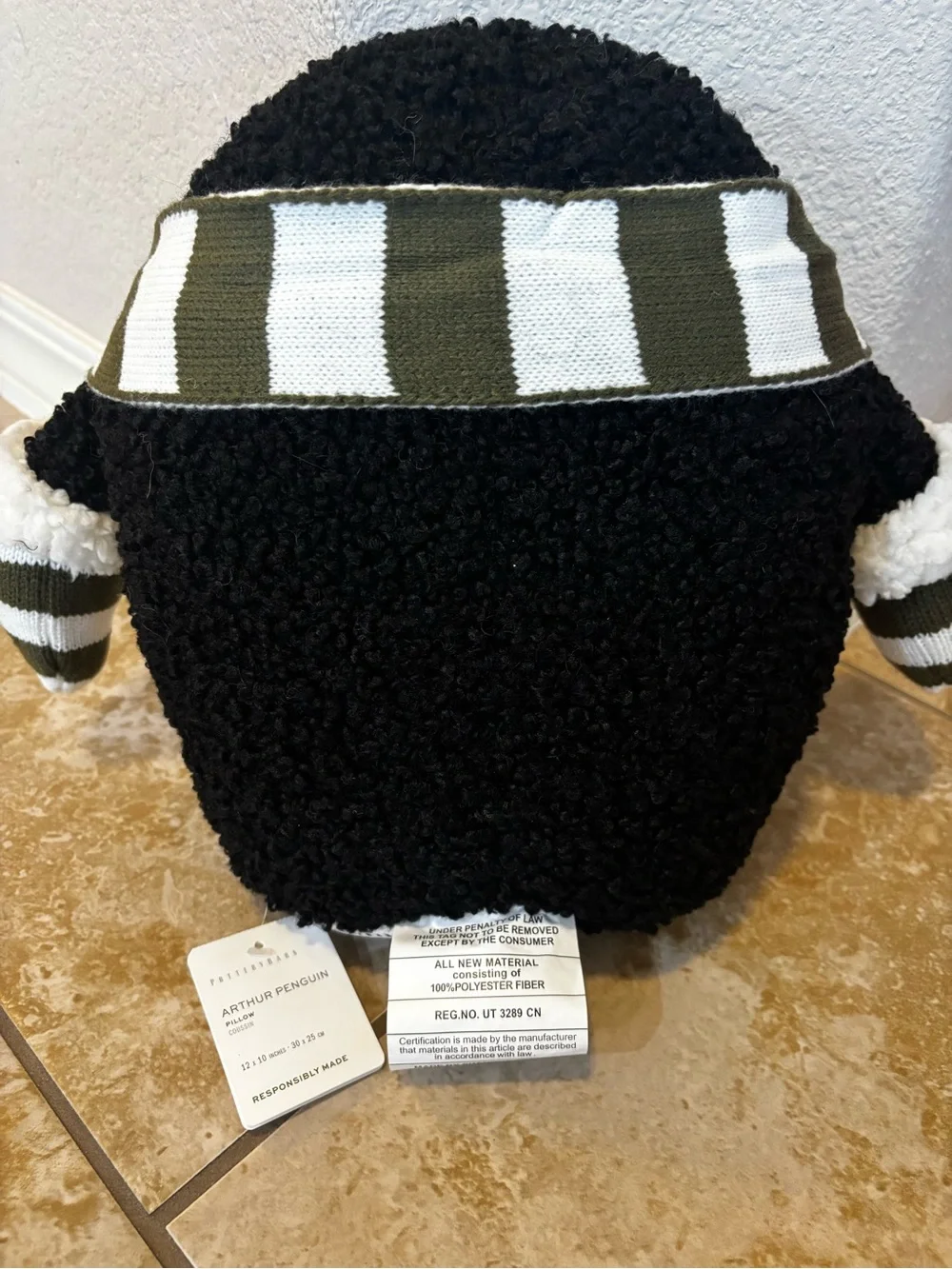 Pottery Barn Black & White Arthur Penguin Pillow